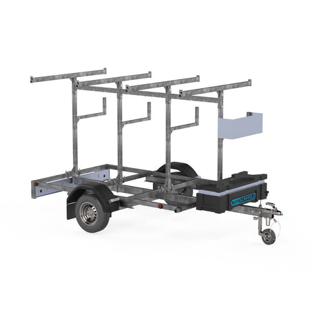 Gerüstanhänger 250 für den sicheren Transport von Rollgerüsten – stabile und platzsparende Lösung für Baustellen und Handwerker."