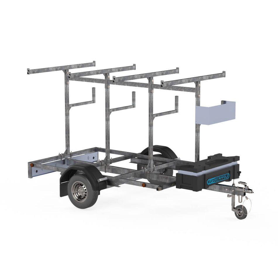 Gerüstanhänger 250 für den sicheren Transport von Rollgerüsten – stabile und platzsparende Lösung für Baustellen und Handwerker."