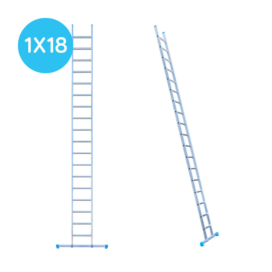 Anlegeleiter Eurostairs 18 Stufen | 5,75 m Arbeitshöhe | Mit Traverse