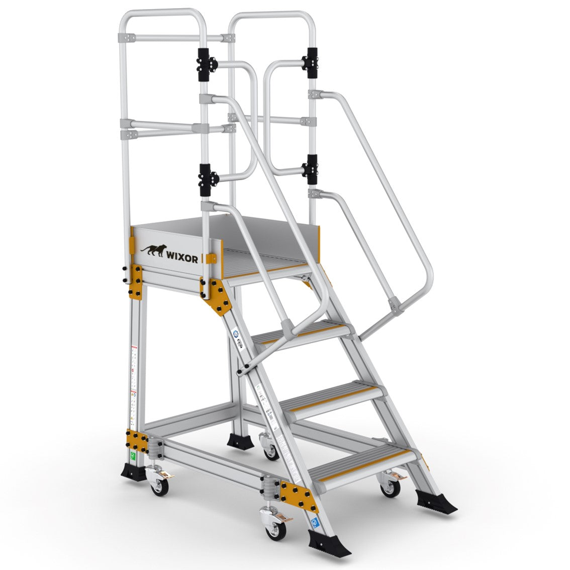 Podesttreppe 4 stufen | Federrollen
