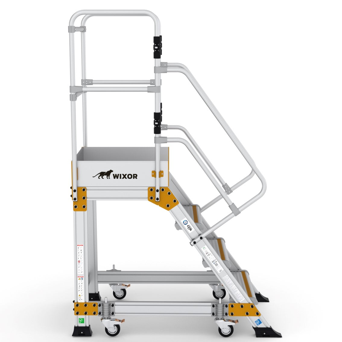 Podesttreppe 4 stufen | Federrollen