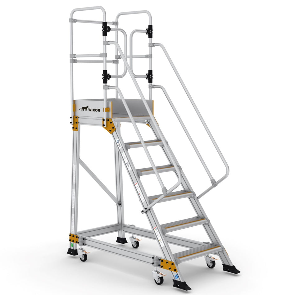 Podesttreppe 6 stufen | Federrollen