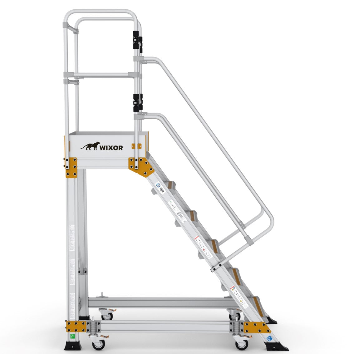 Podesttreppe 6 stufen | Federrollen